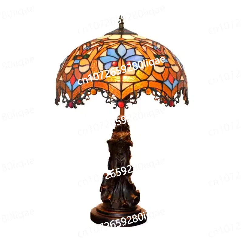 12inch 30cm European Classic Love Beads Desk Lamp Stained Glass Retro Bar Restaurant Children Bedroom Bedside Table Lamp