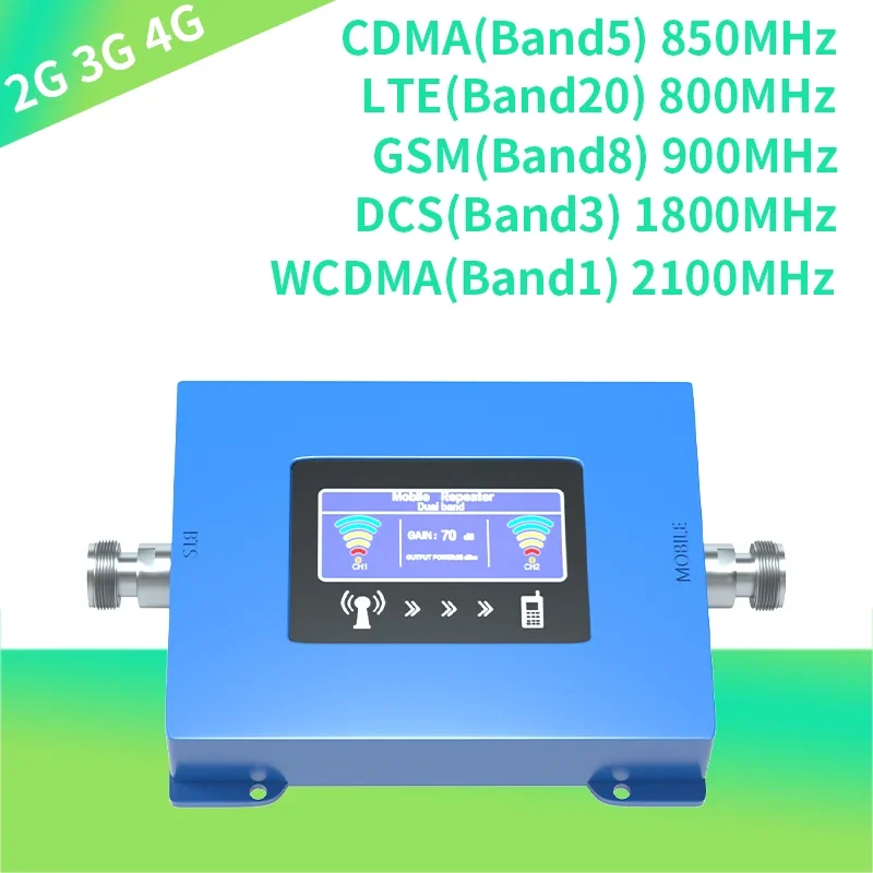 800 1800 DCS Signal Booster 2 Band 800 900 Cellular Amplifier 900 1800MHz LTE GSM 2G 3G 4G Signal Booster 70dB Mobile Repeater