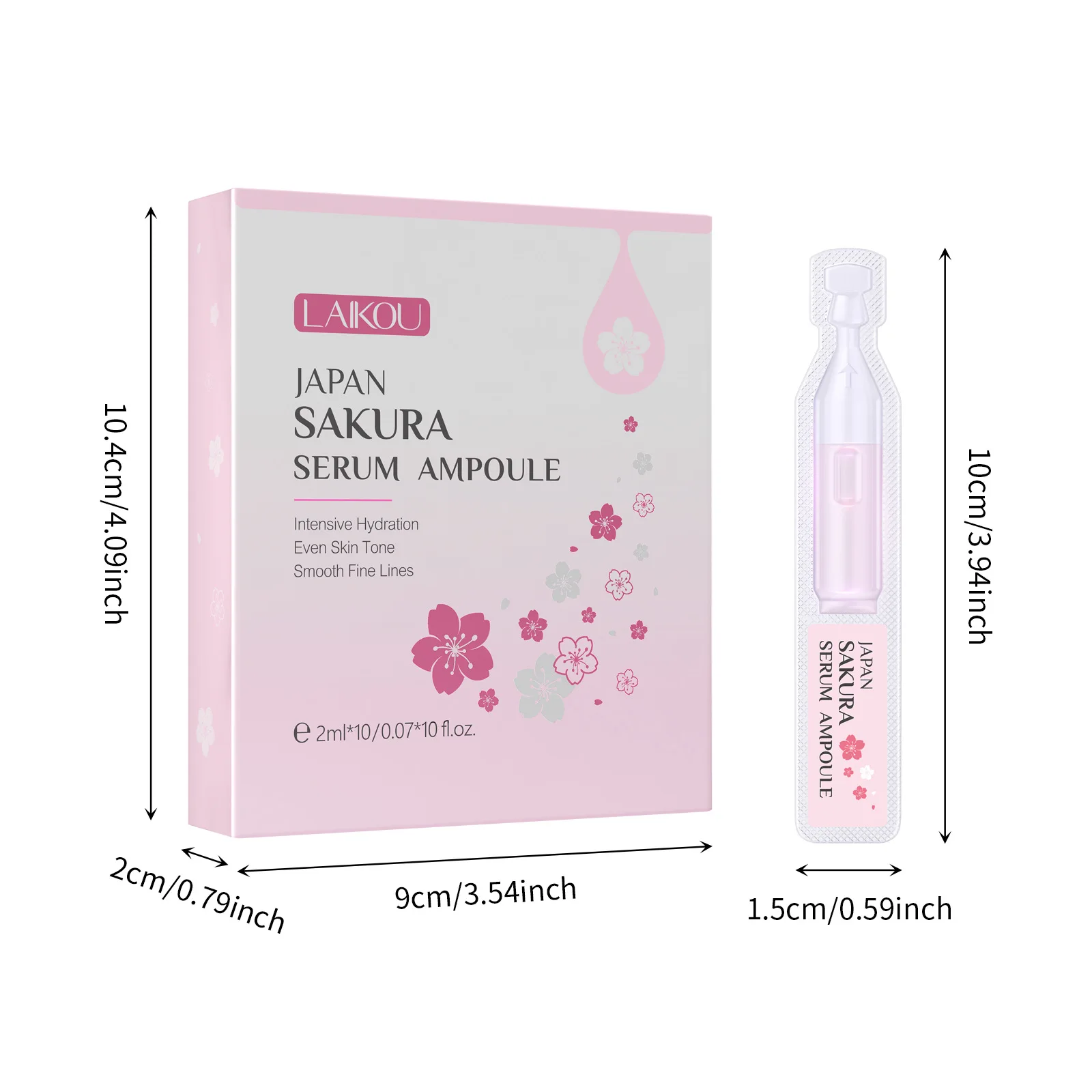 10Pcs Japan Sakura Serum Ampoule Facial Moisturizing Nourish Intensive Hydration Even Skin Tone Smooth Fine Lines Skin Care