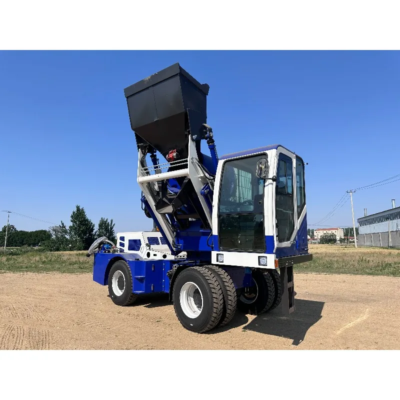 Camion malaxeur à béton autochargeur mobile, camion malaxeur à ciment mobile
