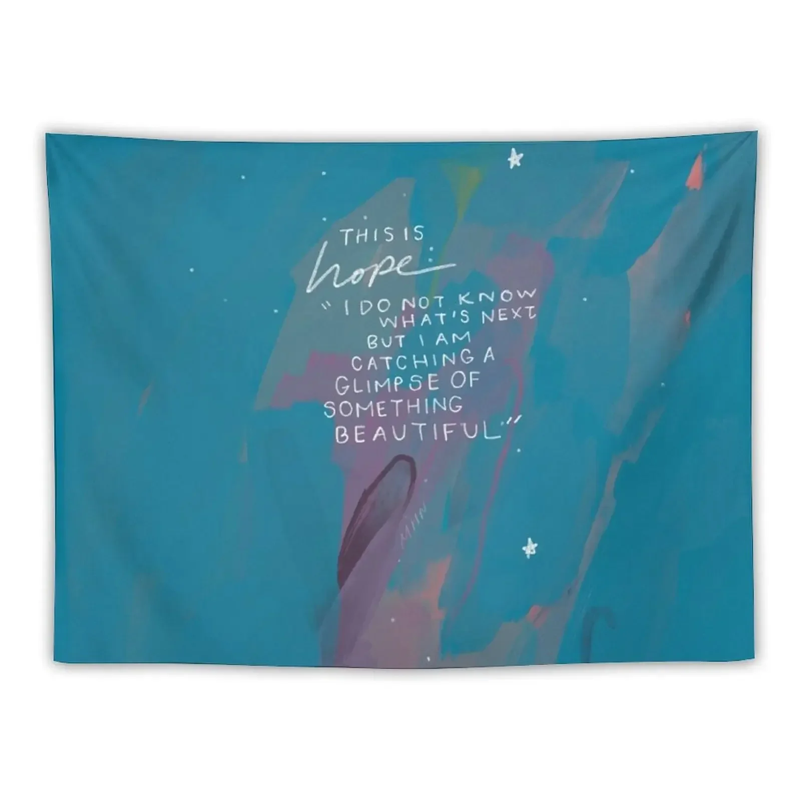 

Morgan Harper Nichols Hope Quote - Inspirational Motivational Quote and Abstract Blue and Purple Art Tapestry