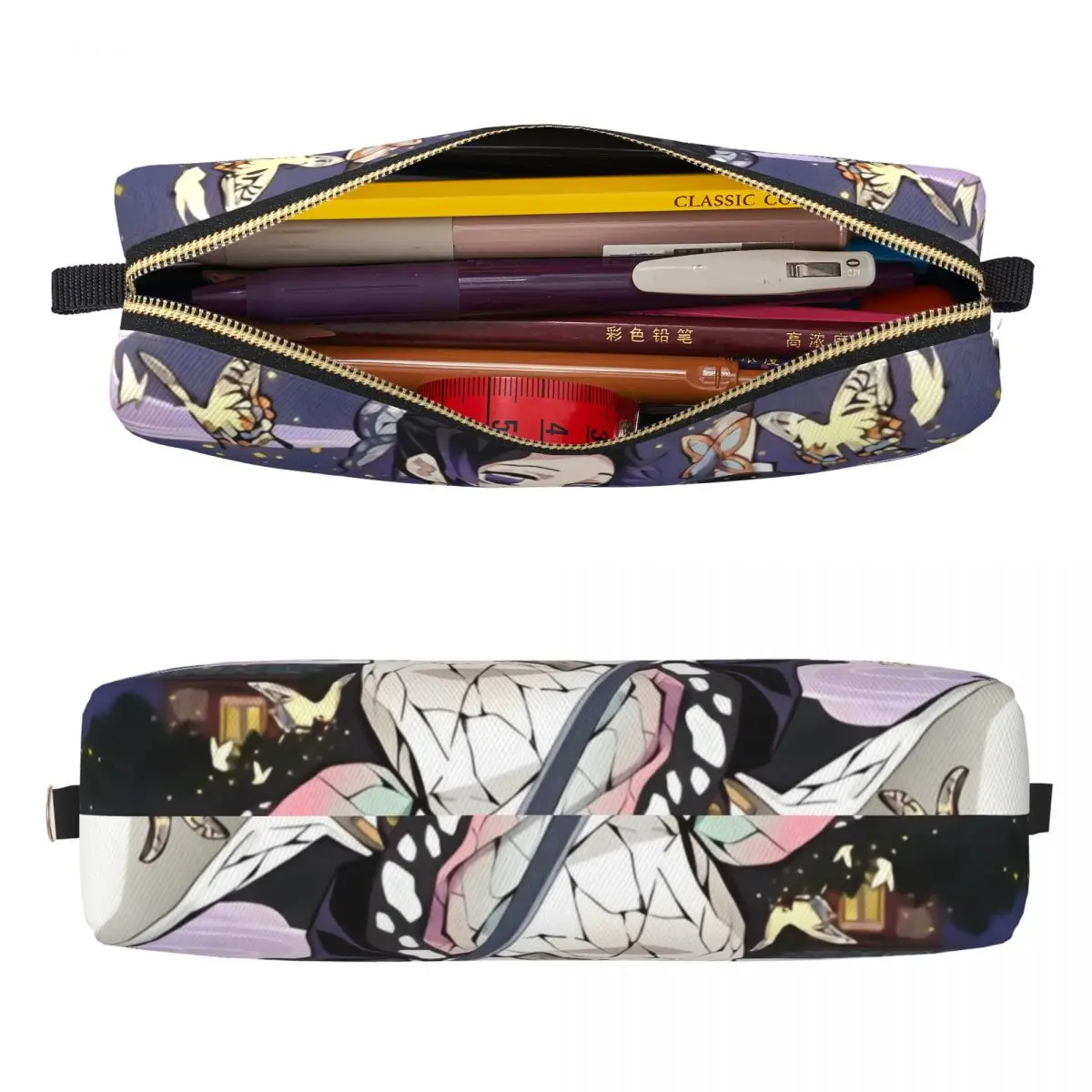แมลง Hashira Shinobu Kocho ดินสอ Anime Demon Slayer Pencilcases กล่องปากกาสําหรับเด็กผู้หญิงขนาดใหญ่กระเป๋าอุปกรณ์โรงเรียน
