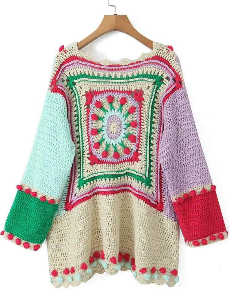 Gypsylady Boho Retro Chic Knitted Sweater Cardigan 100% Handmade Crochet Hollow Out Autumn Winter Women Ladies Jumper Streetwear