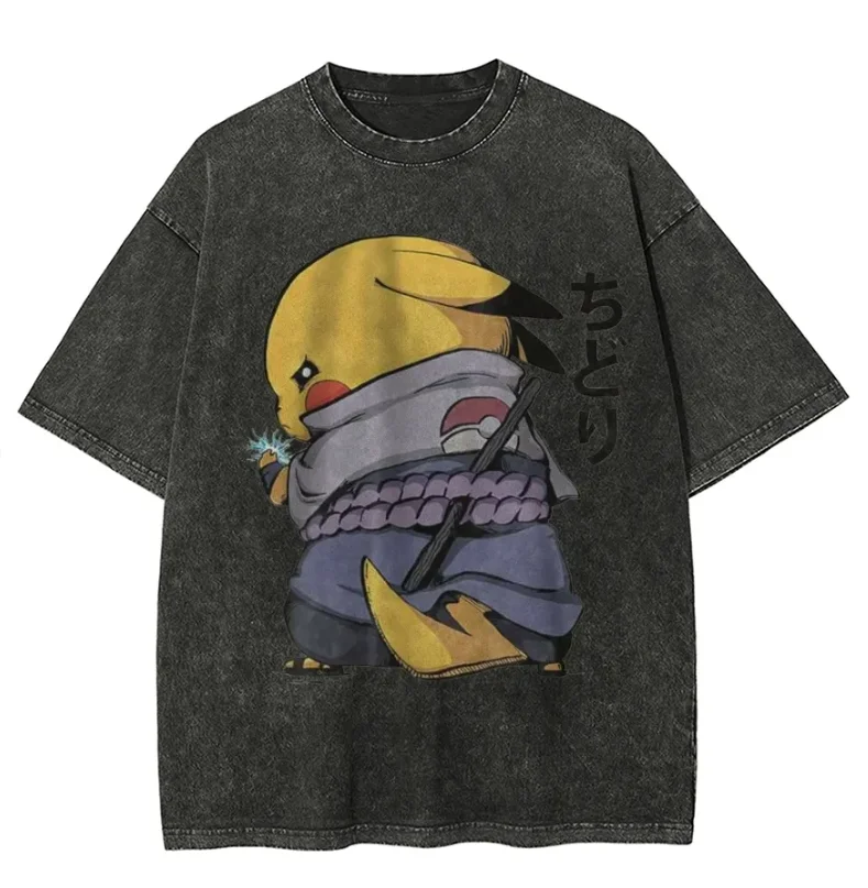 2026 Pok é mon Charakter bedrucktes Herren-Sommer-Trend-Freizeitkleidungs-Street-Style-Anime-bedrucktes Baumwoll-T-Shirt