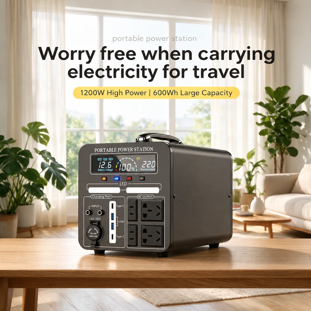 Outdoor energy storage power supply 500W LiFePO4 Battery 220V portable power supply solar system, household power supply