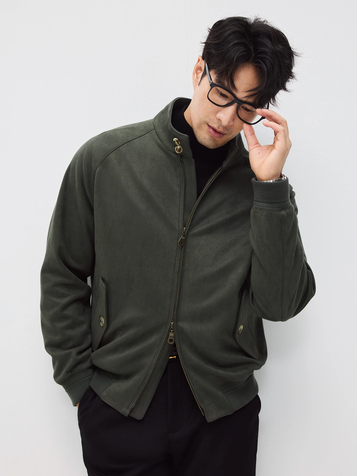 سترة رجالية جديدة للربيع والخريف، سترة ركاب ذات ياقة واقفة للأعمال والترفيه