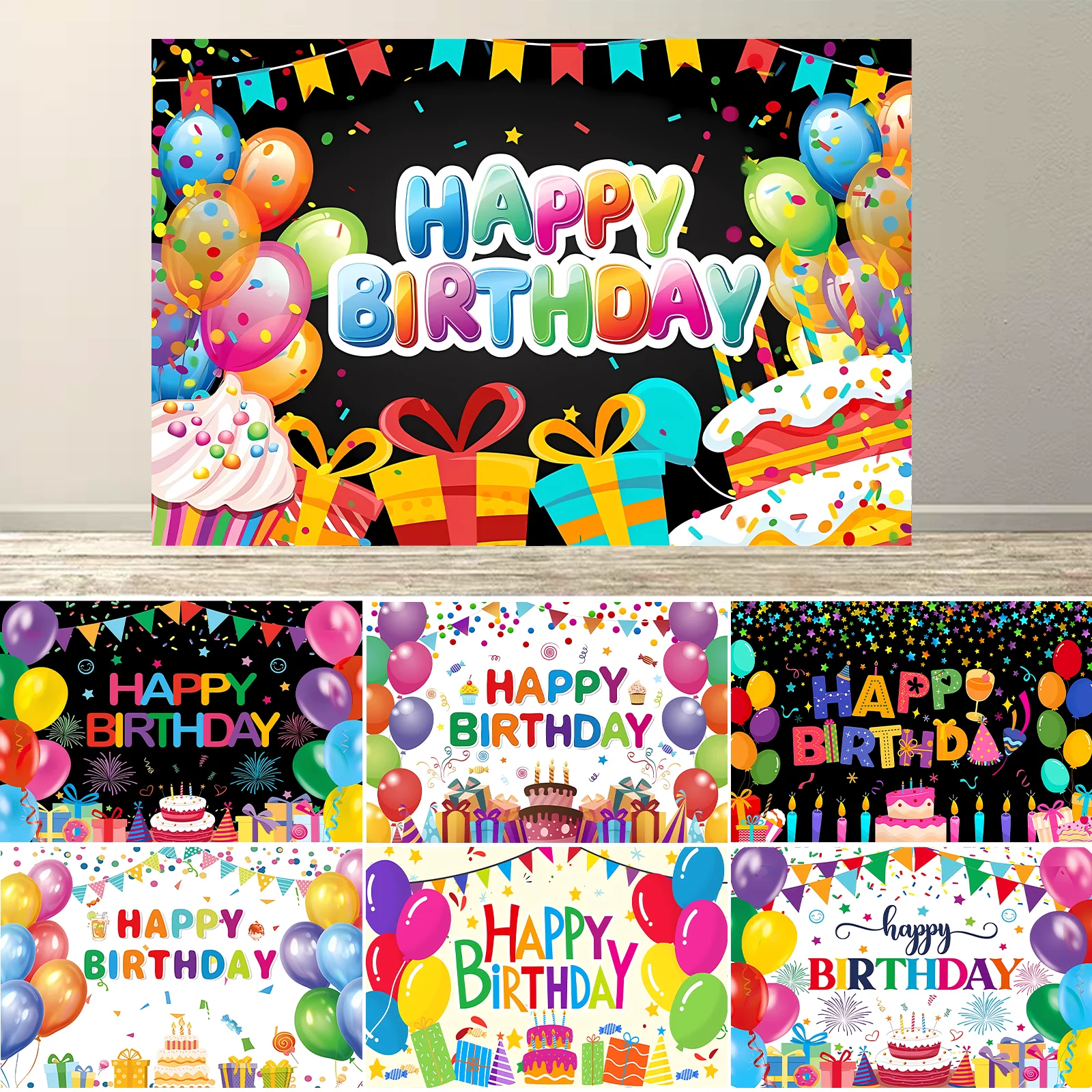 

Happy Birthday Backdrop Banner Colorful Decorations Large Yard Sign for Kid Birthday Party Indoor Outdoor Decoration Supplies