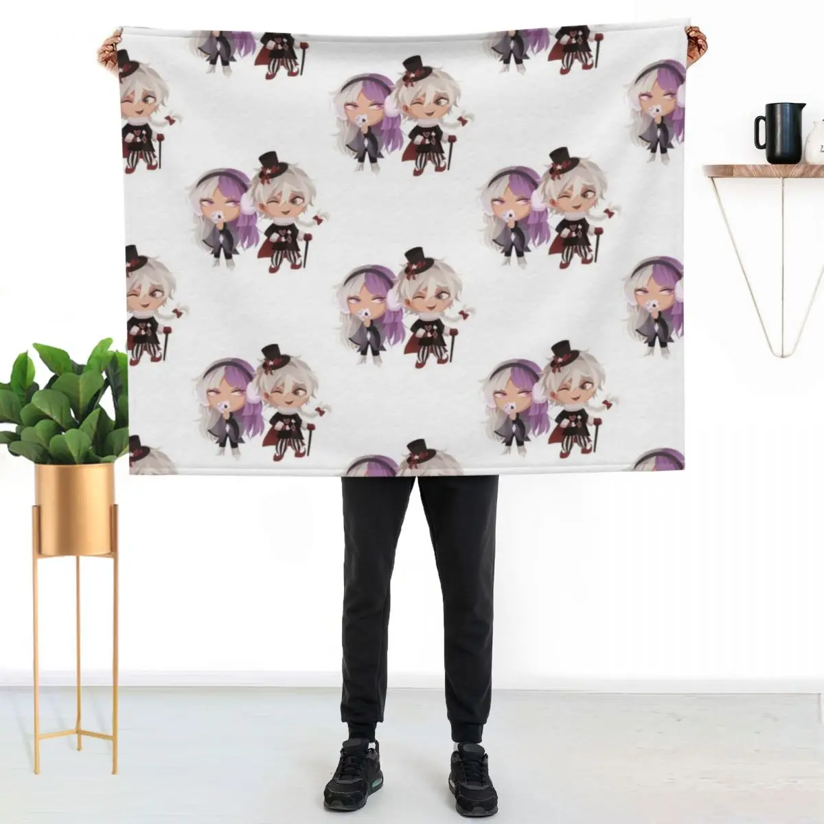 Winter Chibi Nikolai and Sigma Throw Blanket Soft Plush Blanket as Housewarming Gift