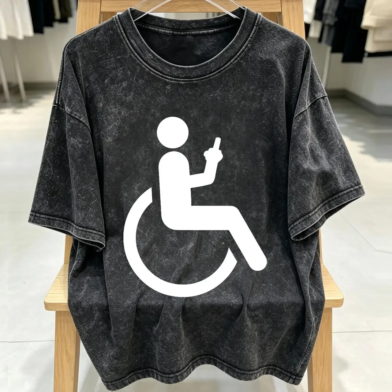 washed T Shirt Funny Handicap Disabled Amputee Humor Wheelchair Size S 5XL vintage Washed Comfortable designer clothes Soft