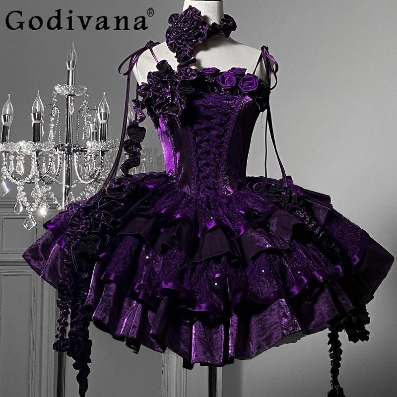 

Sweet Ballet Style Lolita Dress for Women Cute Bow Birthday Grown Up Princess Dress Female Summer Princess Daily Dress