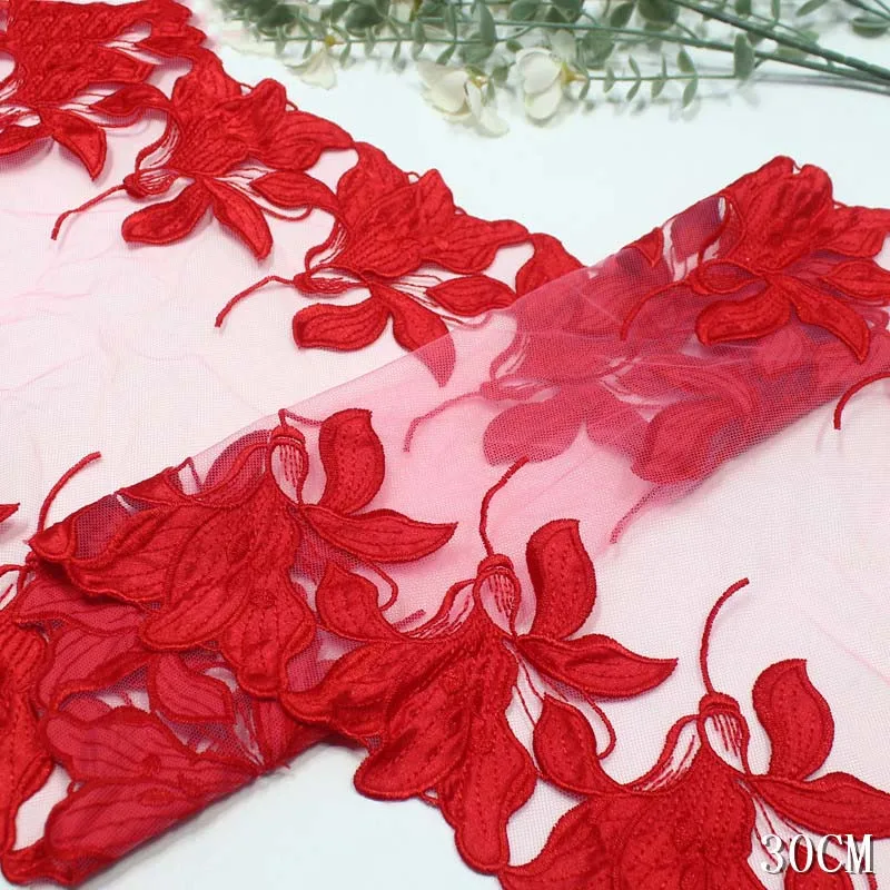 

37/30/29/34Yards Lily Flower Embroidery Lace Trim DIY Craft Sewing Supplies Skirt Hem Decoration Accessories Wedding Lace