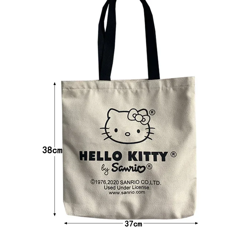 Sac fourre-tout en toile Hello Kitty, sacs d'épicerie réutilisables personnalisés, esthétique personnalisée, sac initié au shopping, sac fourre-tout de voyage mignon