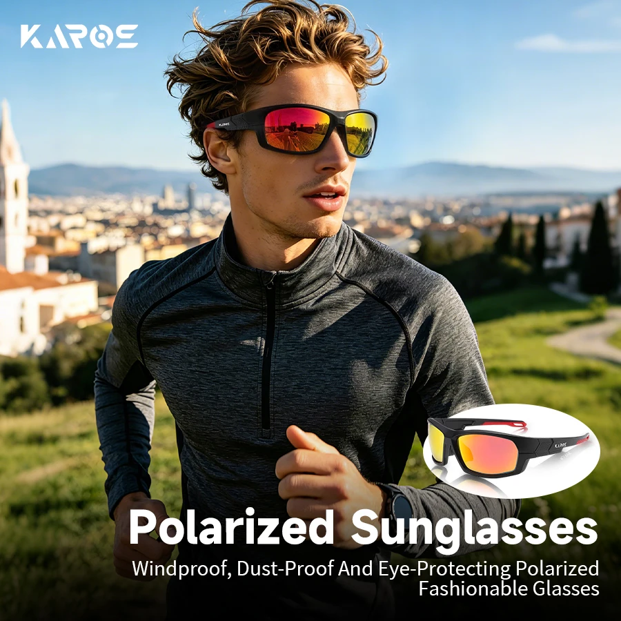 KAROS Polarized Sports Sunglasses Men UV400 Outdoor Glasses for Fishing Cycling Running Hiking Driving Travel YZ41