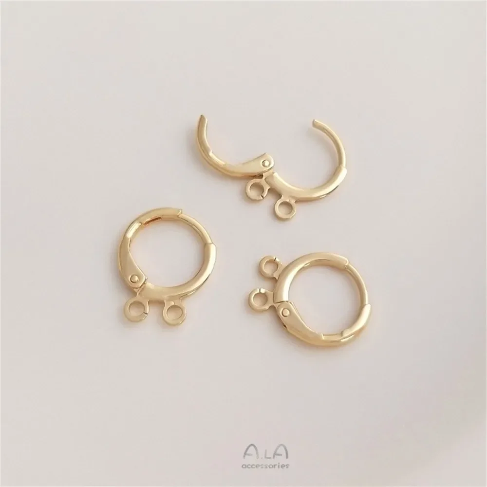 14K Gold-plated Round Ear Clip with Lug Ring European Ear Buckle Diy Multi-lug Earrings Accessories Materials E164