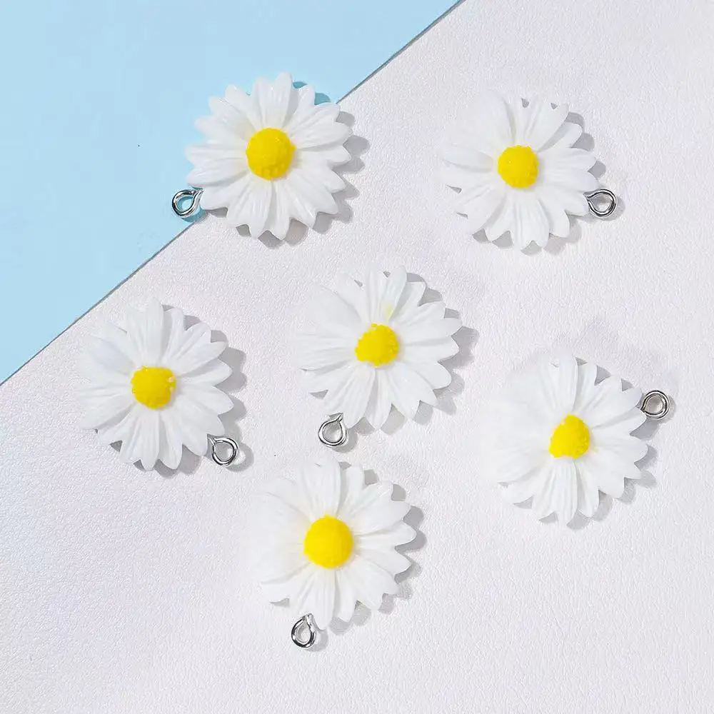 10pcs Daisy Charms Resin Pendants For Jewelry Making Accessories DIY Earrings Necklace Keychain image 2