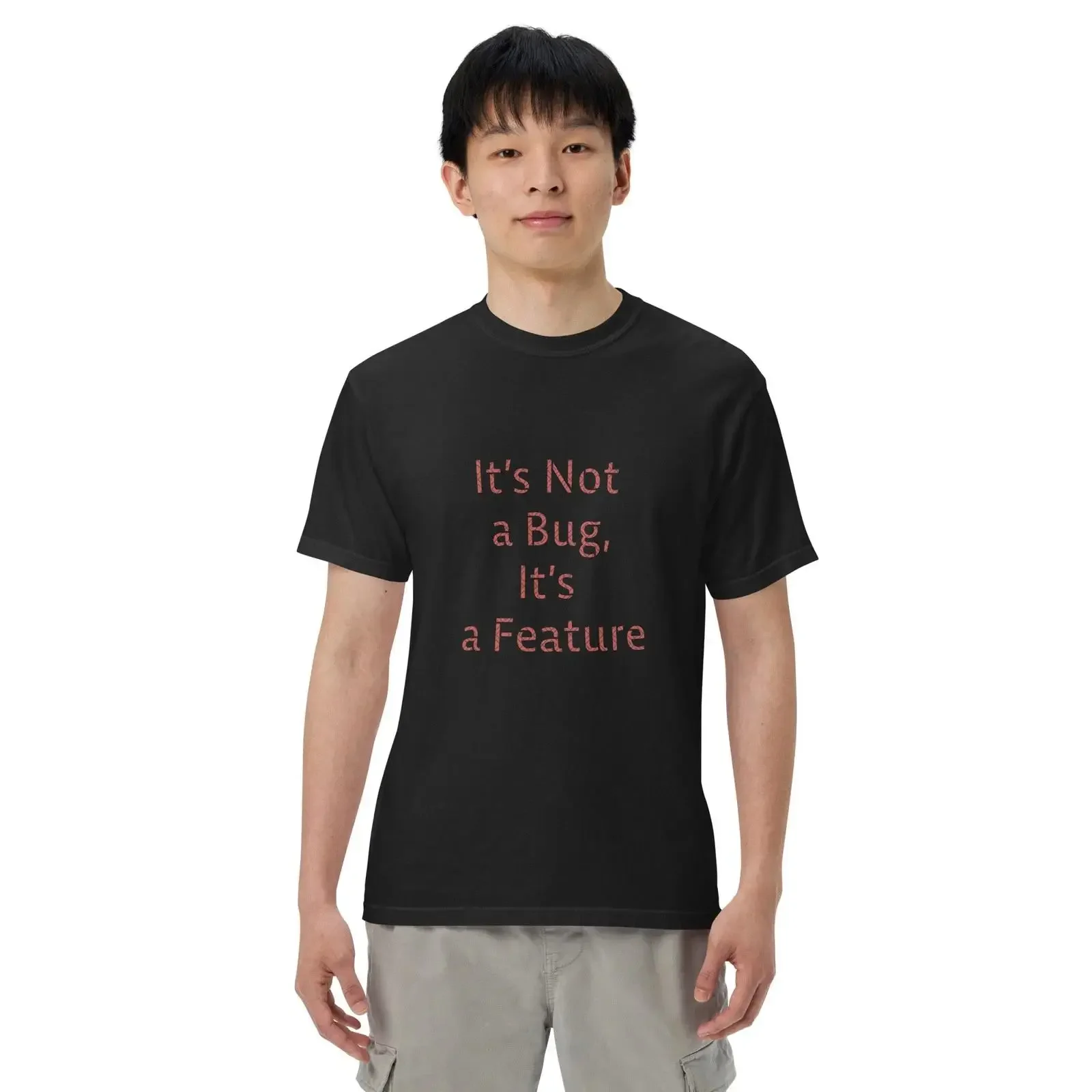 It s Not a Bug Feature T Shirt Funny Programmer Coding  vintage Washed Casual Versatile streetwear Comfortable Slightly Unisex