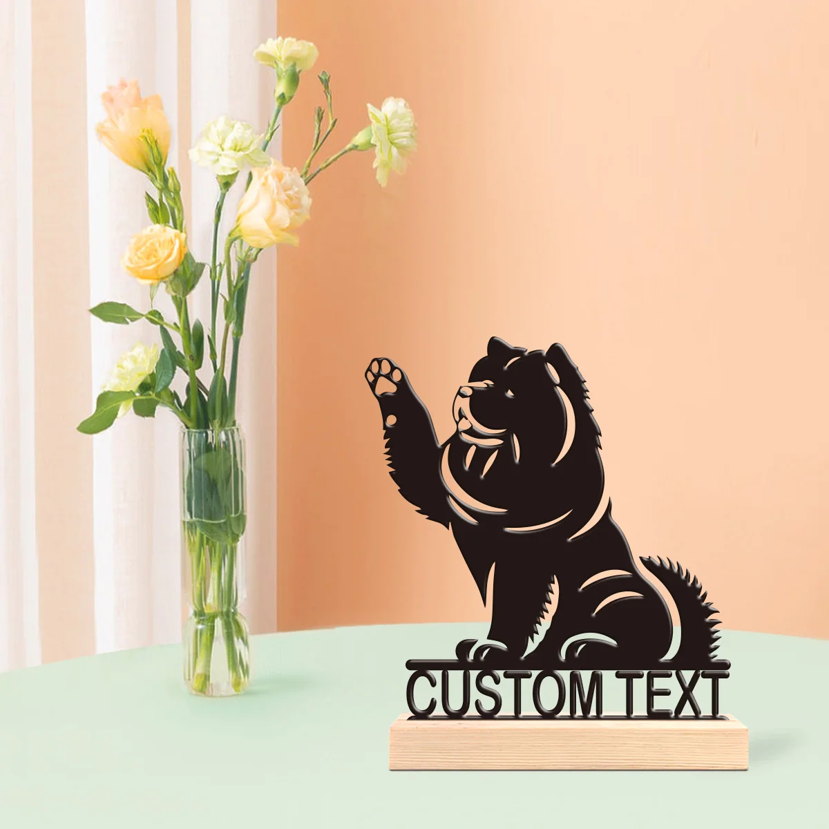 1pc Personalized Metal Artwork Customizable Content Equipped with A Wooden Base Home and Office Decorations,Christmas Gifts