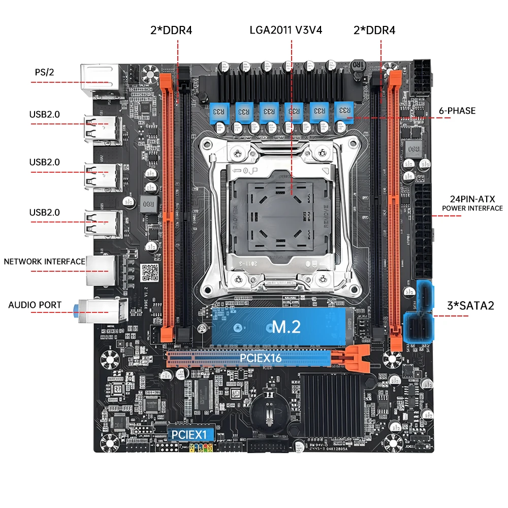 Conjunto de placa-mãe SOYO X99 com CPU Intel Xeon E5 2650 V3 e DDR4 de canal duplo 8Gx2 2133MHz ECC RAM para computador de jogos