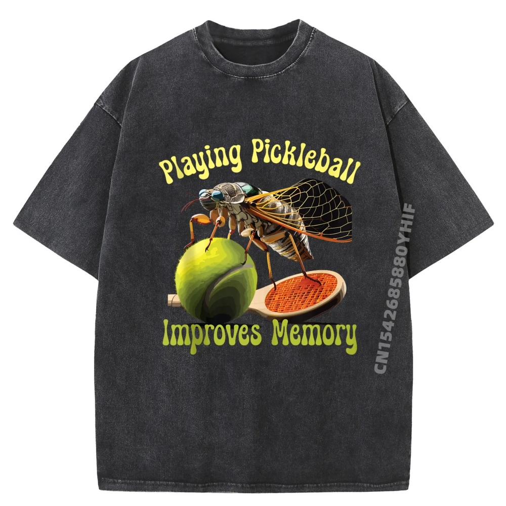

Pickleball Player Paddleballplaying Pickleball Improves Memory Pickleball Graphic Teeshirt Mens Loose Washed Tops