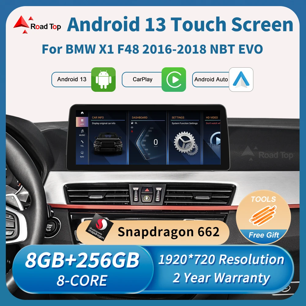 

Road Top Android 13 Display Touch Screen For BMW X1 F48 NBT EVO Car Multimedia Player GPS Navigation Auto Radio Stereo DSP WiFi