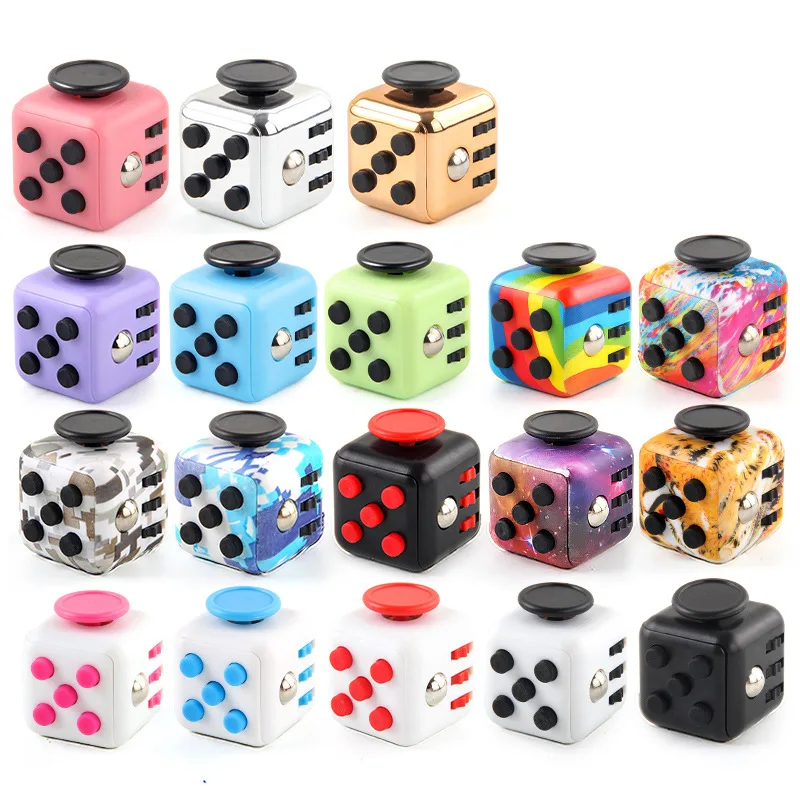 6-sided Fidget Dice with Press Function, Stress Relief Spinner Novelty Toy Anti Stress Fidgeting Spinners Anxiety Fidget Toy