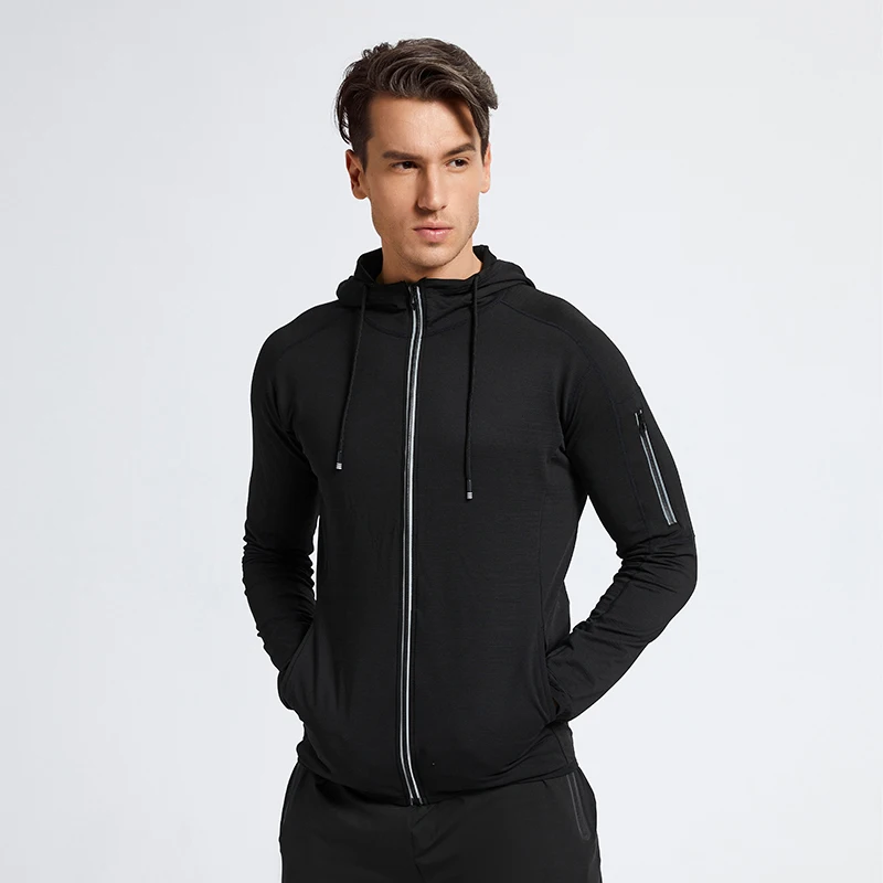 

Spring Autumn Men's Jacket Sports Zip Up Long Sleeve T-shirts Quick Dry Gym Fitness Elasticity Coats Running Man Sweatshirts