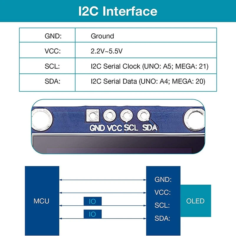 10Pieces 0.96 Inch OLED Module SSD1306 Driver IIC I2C Serial Self-Luminous Display Board For Arduino Raspberry PI