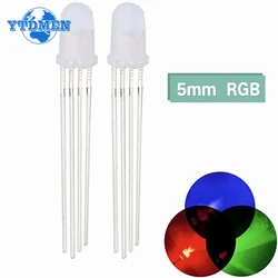 50/100pcs 5mm RGB LED Common Cathode/Common Anode Tri-Color Emitting Diodes Full-color Fog Diffused Diodes F5 4 Pins for Arduino