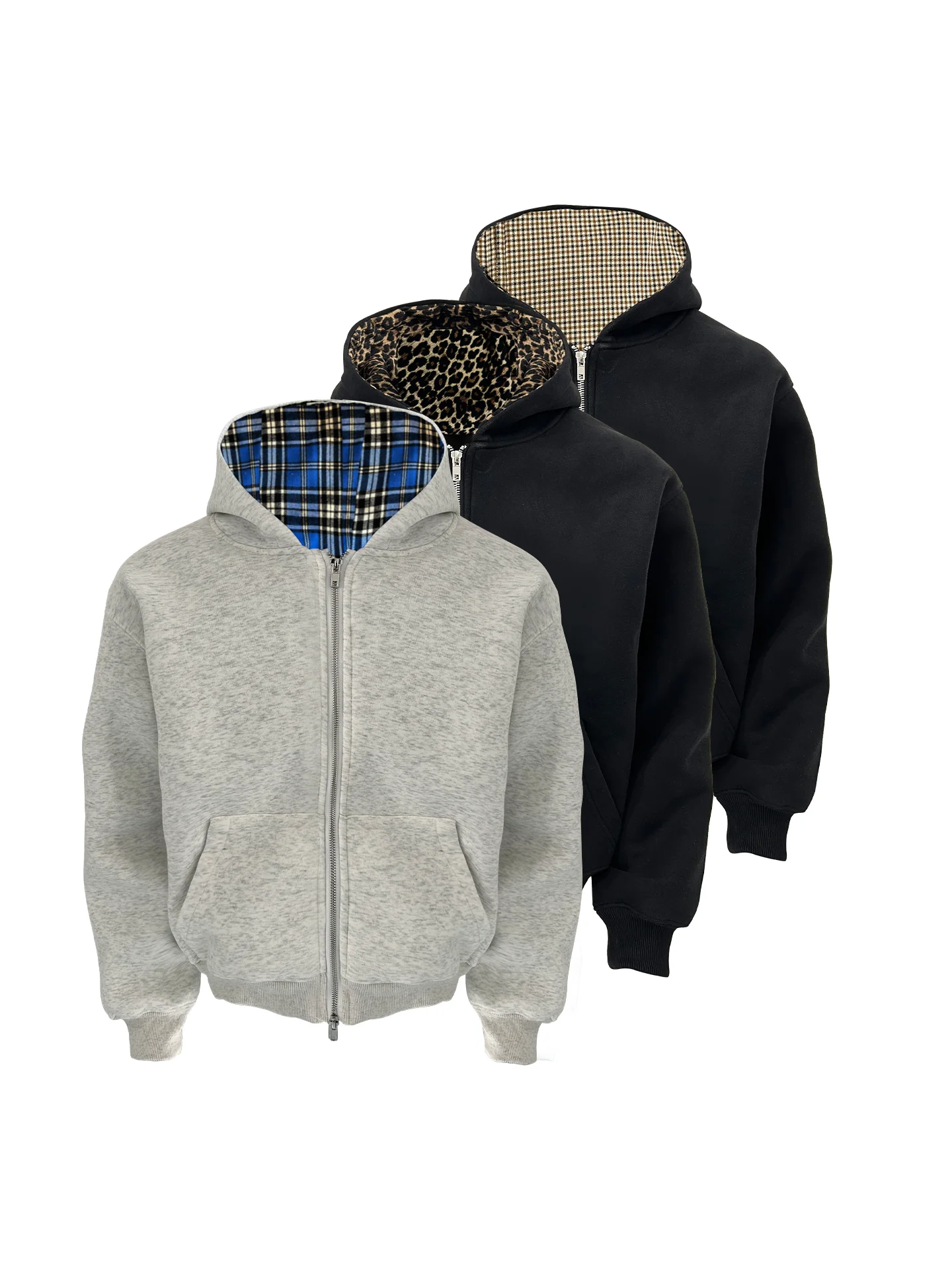 الاتجاه الأمريكي الموضة مقنعين البلوز أنيق فضفاض عادية زيبر الخريف سترة سميكة #2