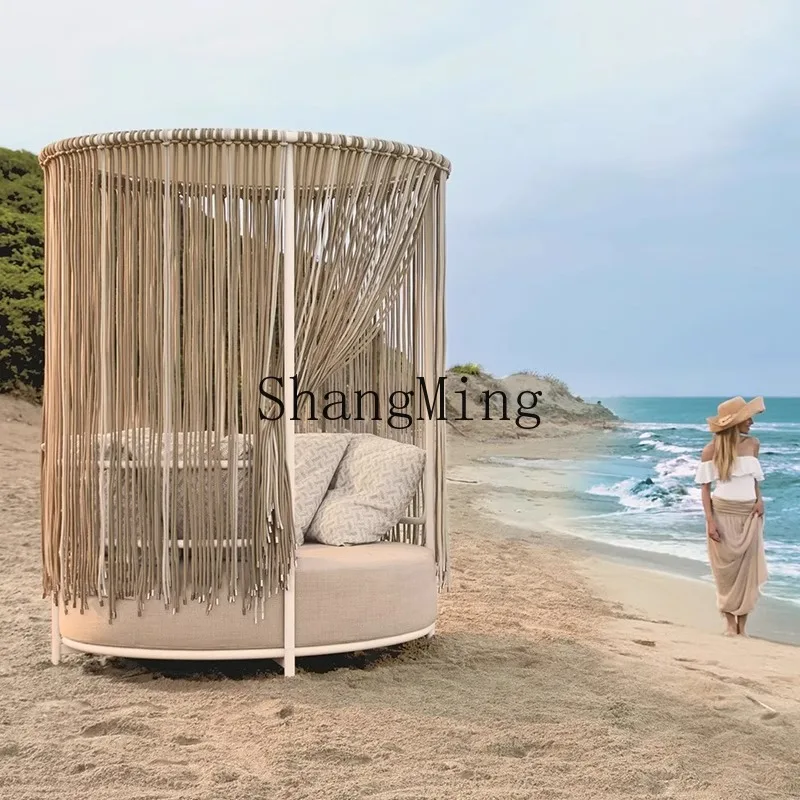 

CL Internet celebrity garden sofa large bed circular rattanwedding photography props outdoor courtyard terrace rattan chair