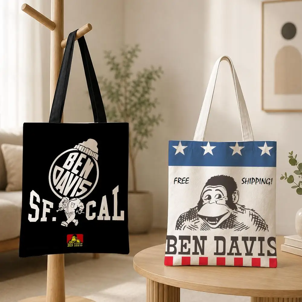 Brand Davis Ben Storage Bags Canvas Tote Bag for Women, Reusable Shoulder Shopping Bag for School, Work, Travel & Gifts