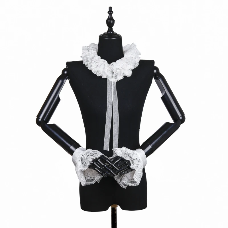 Ensemble col et poignets en dentelle vintage, col baroque, accessoire de costume pour séance photo de scène