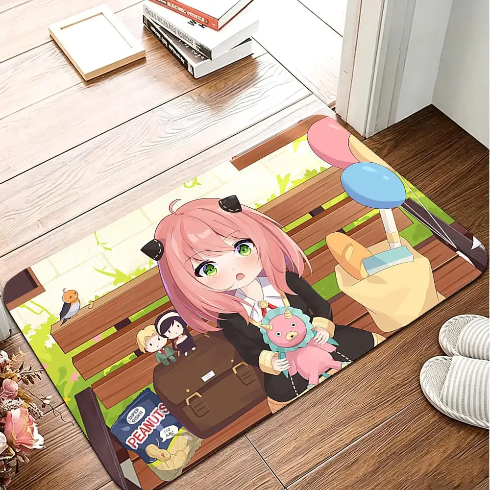 S-Spy X Family A-Anya Floor Mat Flannel Rug Soft Non Slip Washable Door Mat For Bathroom Bedroom Kitchen Home Decor