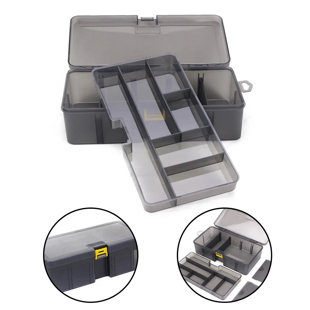 Container Tool Box Double Layer PP Parts Screws Storage Suitcase Case Fishing Hooks Multi-division High Quality