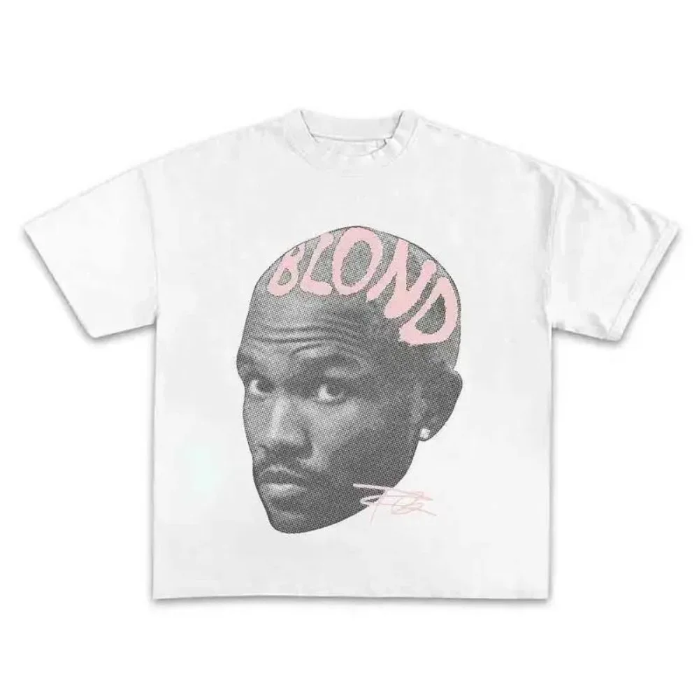 Halftone Figure Portrait Print Men T‑Shirt Loose Crew Neck Short Sleeve Streetwear Retro Casual Daily Fashion Top