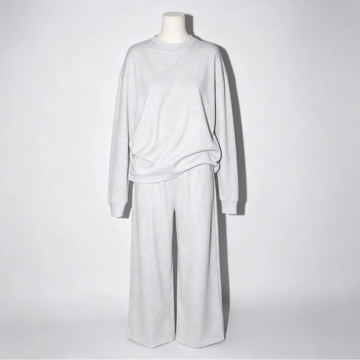 IG Women Knit 2 Piece Loungewear Set Loose Crew Neck Long Sleeve Sweater Top Elastic High Waist Wide Leg Pants Casual Knitted