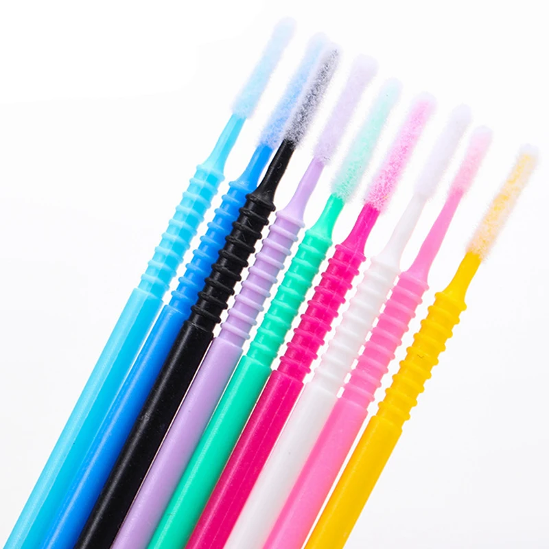 100 Stuks Wegwerp Lange Kop Borstels Micro Lash Borstels Wimpers Mascara Wattenstaafje Lash Extension Supplies Micro Applicator Wands
