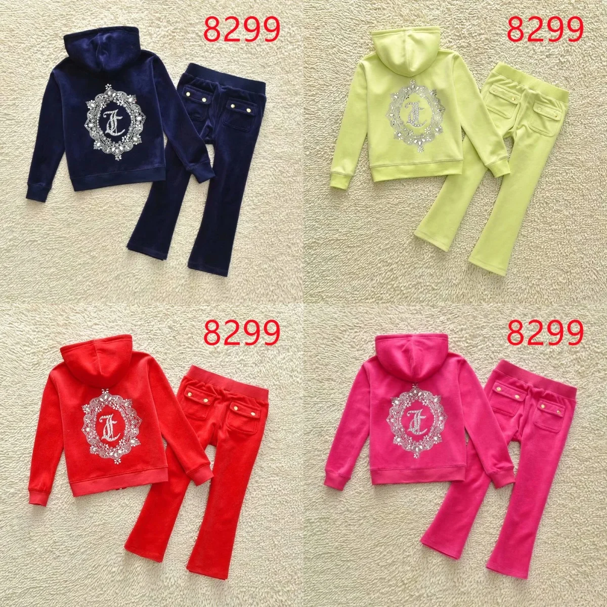 Kids Velvet Tracksuit Children Suit Fall/Winter Girl Clothing Set Velour Sweatshirts and Pants Two Piece Children Suit