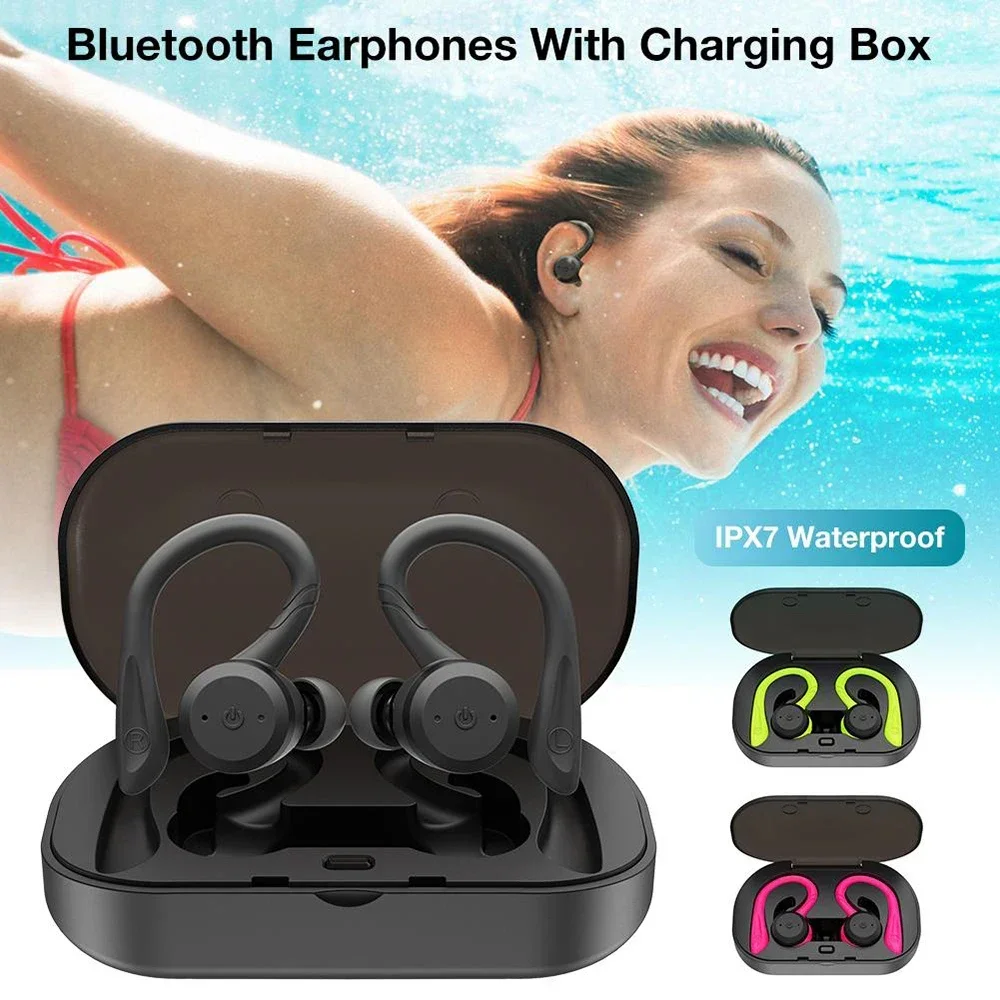 

IPX7 Swimming Waterproof Earphone Bluetooth Dual Wear Style Sport Wireless Stereo Headset 20 Hours Play Time TWS Earbuds