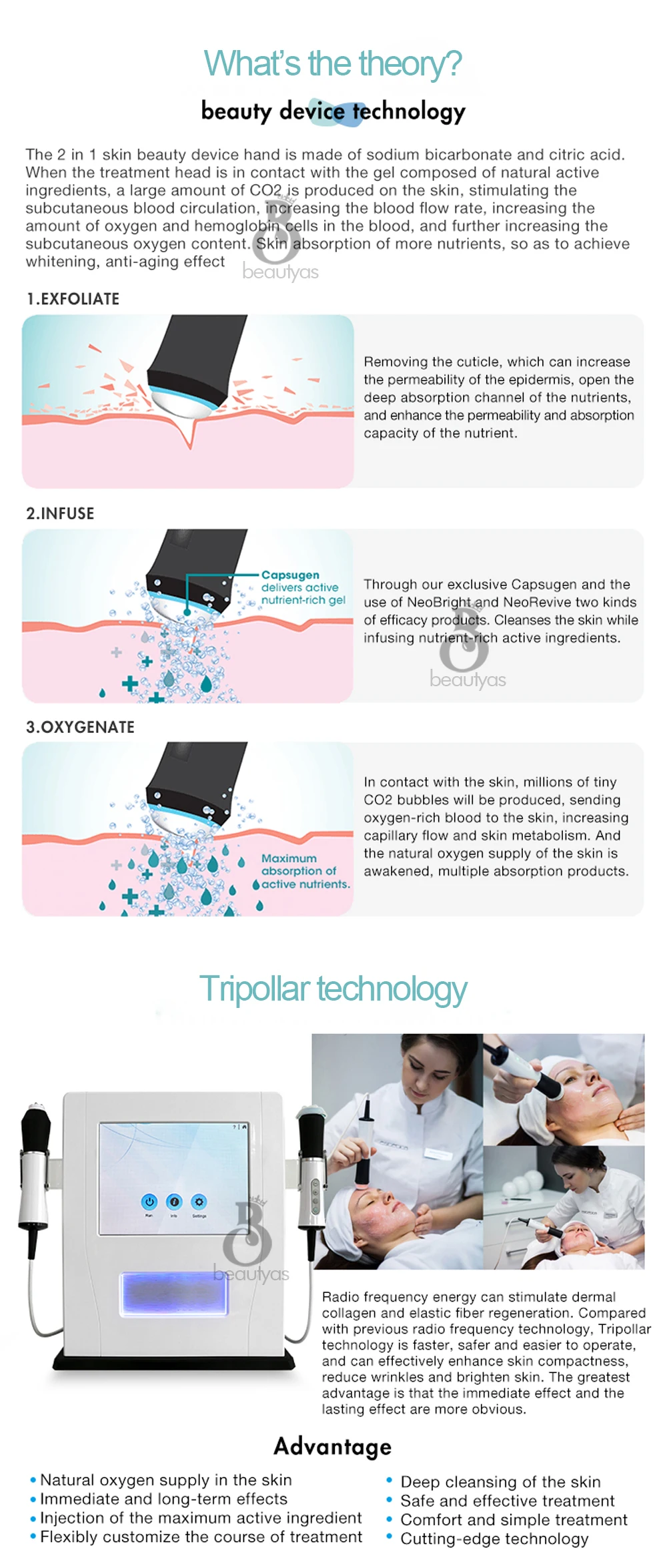 CO2 Nano-Bubbles เทคโนโลยี Oxygen Facial อุปกรณ์ Face Lifting Rejuvenation กระชับ Anti-Aging ลบเลือนริ้วรอยเครื่อง