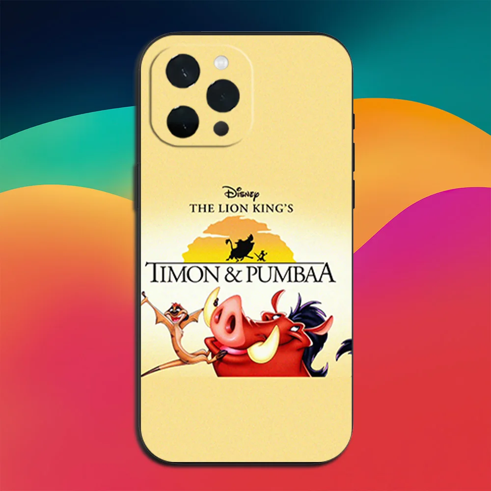 MINISO Timon Pumbaa Phone Case for iPhone 11 12 13 14 15 16 Max Pro Plus Soft Shell