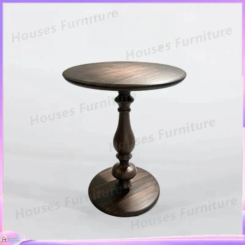 For Retro Rotary Car Shape Small Coffee Table Solid Wood Edge Dark Walnut Grain Living Room Sofa Side Table Balcony Gourd