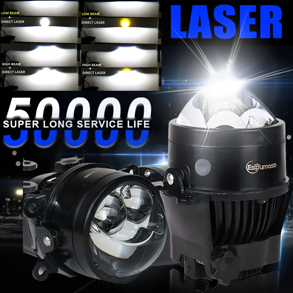 

3 Inch laser lens biled Fog Light 9005 H8 H1 H11 Auto bi led projectors white yellow laser Led Headlight Bulb car Accessories