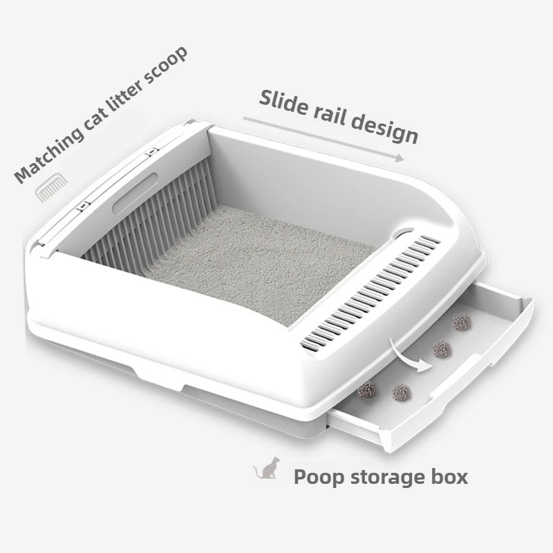 

Litter Box Easy To Clean Toilet Drawer Type Cat Bedpans with High Wall Non-Stick Leak Proof Cat