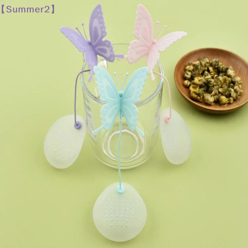 【Xia2】Cute Butterfly Tea Bags Strainer Silicone Filter Infuser Clip On Cup For Loose Tea Strainer Teabags Diffuser Kitchen Tools