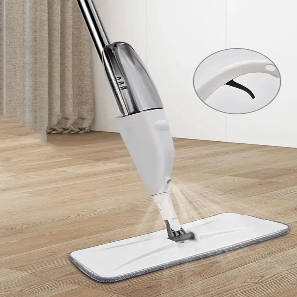 NEW Large Household Spray Mop with Replaceable Microfiber Pad and 360° Rotation for Wet and Dry Cleaning