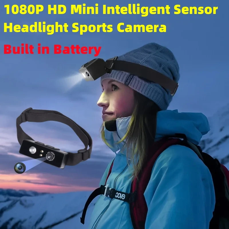 

Mini HD 1080P Action Camera First Perspective Headlight Sports Cam Wave Hand Induction Video Recorder Built in Battery Bodycam