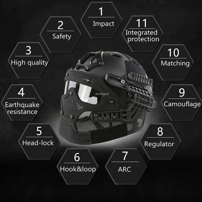 Casco táctico Airsoft full face – Lentes HD protección completa - imagen 4