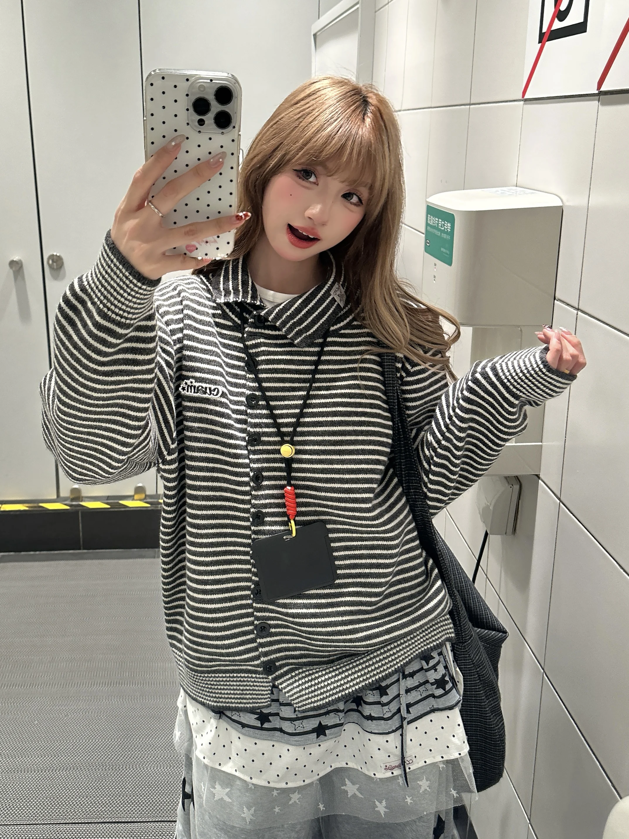 

BeOurRule Американский ретро-кардиган в полоску, вязаный, женский, весенний, мягкий, с длинными рукавами, повседневная верхняя одежда