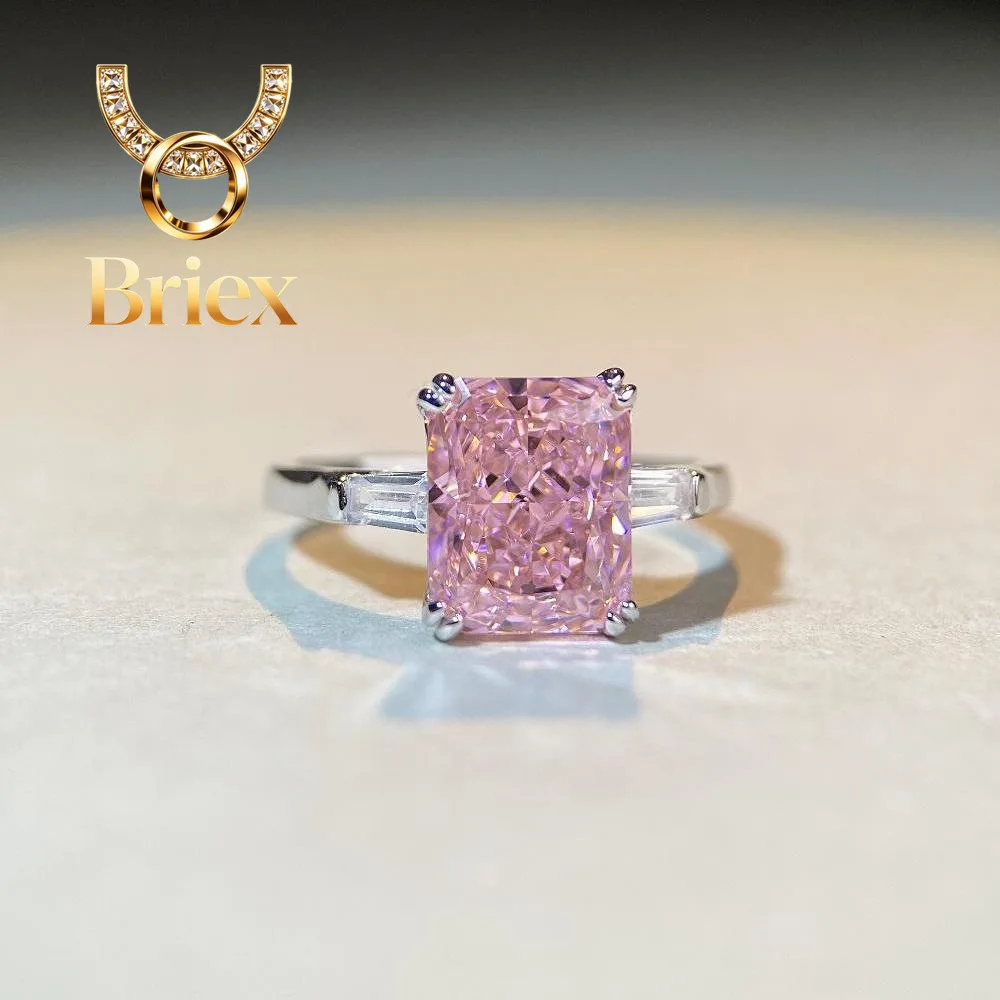 Briex Jewelry Luxury Solid Platinum PT950 Women's pink diamond Reddish cut moissanite diamond ring